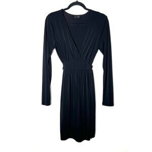 Max and Cleo black V-neck long sleeve sheath dress size medium M B100